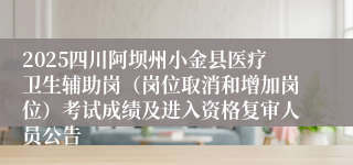 2025四川阿坝州小金县医疗卫生辅助岗（岗位取消和增加岗位）考试成绩及进入资格复审人员公告