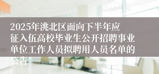 2025年洮北区面向下半年应征入伍高校毕业生公开招聘事业单位工作人员拟聘用人员名单的公告