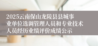 2025云南保山龙陵县县城事业单位选调管理人员和专业技术人员经历业绩评价成绩公示