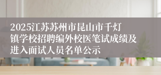 2025江苏苏州市昆山市千灯镇学校招聘编外校医笔试成绩及进入面试人员名单公示