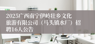 2025广西南宁伊岭壮乡文化旅游有限公司（马头镇水厂）招聘16人公告