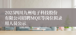 2025四川九州电子科技股份有限公司招聘MQE等岗位拟录用人员公示