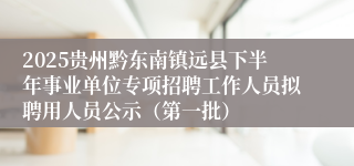 2025贵州黔东南镇远县下半年事业单位专项招聘工作人员拟聘用人员公示（第一批）