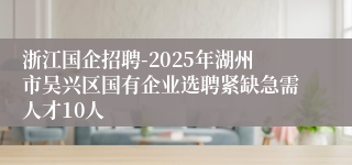 浙江国企招聘-2025年湖州市吴兴区国有企业选聘紧缺急需人才10人