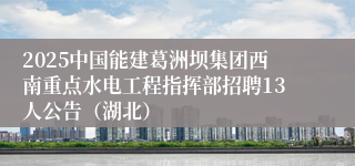 2025中国能建葛洲坝集团西南重点水电工程指挥部招聘13人公告(湖北)