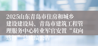 2025山东青岛市住房和城乡建设建设局、青岛市建筑工程管理服务中心转业军官安置“双向选择”总成绩公告