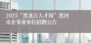 2025“黑龙江人才周”黑河市企事业单位招聘公告