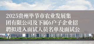 2025贵州毕节市农业发展集团有限公司及下属6户子企业招聘拟进入面试人员名单及面试公告