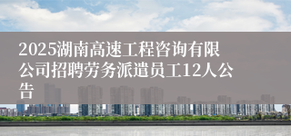 2025湖南高速工程咨询有限公司招聘劳务派遣员工12人公告