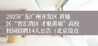 2025广东广州开发区 黄埔区“智汇湾区 才聚黄埔”高校校园招聘14人公告（北京设点）