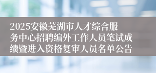 2025安徽芜湖市人才综合服务中心招聘编外工作人员笔试成绩暨进入资格复审人员名单公告