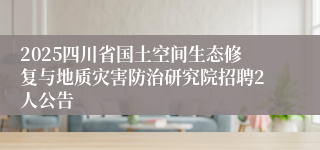 2025四川省国土空间生态修复与地质灾害防治研究院招聘2人公告