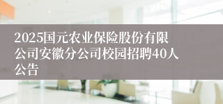 2025国元农业保险股份有限公司安徽分公司校园招聘40人公告