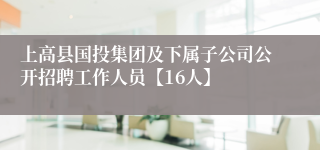 上高县国投集团及下属子公司公开招聘工作人员【16人】