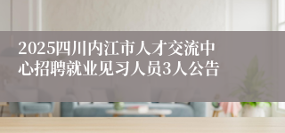 2025四川内江市人才交流中心招聘就业见习人员3人公告