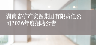 湖南省矿产资源集团有限责任公司2026年度招聘公告