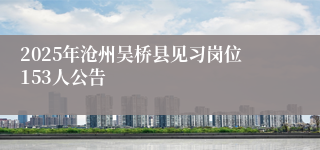2025年沧州吴桥县见习岗位153人公告
