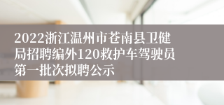 2022浙江温州市苍南县卫健局招聘编外120救护车驾驶员第一批次拟聘公示