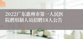 2022广东惠州市第一人民医院聘用制人员招聘18人公告