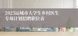2025运城市大学生乡村医生专项计划招聘职位表