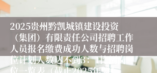 2025贵州黔凯城镇建设投资（集团）有限责任公司招聘工作人员报名缴费成功人数与招聘岗位计划人数达不到3：1比例岗位一览表（截止2025年9月20日