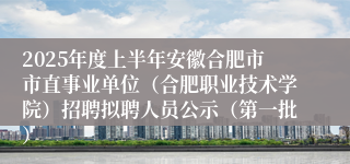 2025年度上半年安徽合肥市市直事业单位（合肥职业技术学院）招聘拟聘人员公示（第一批）