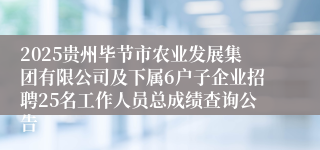 2025贵州毕节市农业发展集团有限公司及下属6户子企业招聘25名工作人员总成绩查询公告