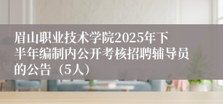 眉山职业技术学院2025年下半年编制内公开考核招聘辅导员的公告（5人）