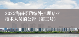 2025海南招聘编外护理专业技术人员的公告（第三号）
