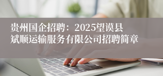 贵州国企招聘：2025望谟县斌顺运输服务有限公司招聘简章