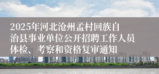 2025年河北沧州孟村回族自治县事业单位公开招聘工作人员体检、考察和资格复审通知