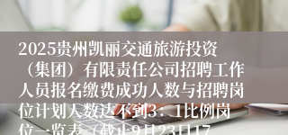 2025贵州凯丽交通旅游投资（集团）有限责任公司招聘工作人员报名缴费成功人数与招聘岗位计划人数达不到3：1比例岗位一览表（截止9月23日17：00）