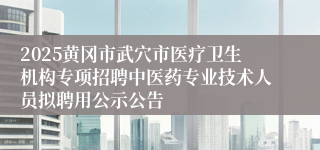2025黄冈市武穴市医疗卫生机构专项招聘中医药专业技术人员拟聘用公示公告