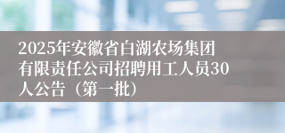 2025年安徽省白湖农场集团有限责任公司招聘用工人员30人公告（第一批）