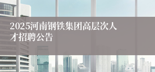 2025河南钢铁集团高层次人才招聘公告