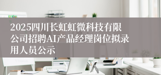 2025四川长虹虹微科技有限公司招聘AI产品经理岗位拟录用人员公示