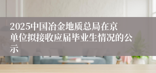 2025中国冶金地质总局在京单位拟接收应届毕业生情况的公示