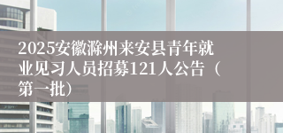 2025安徽滁州来安县青年就业见习人员招募121人公告（第一批）