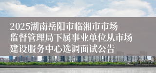 2025湖南岳阳市临湘市市场监督管理局下属事业单位从市场建设服务中心选调面试公告