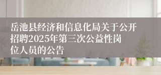 岳池县经济和信息化局关于公开招聘2025年第三次公益性岗位人员的公告