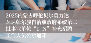 2025内蒙古呼伦贝尔莫力达瓦达斡尔族自治旗政府系统第二批事业单位“1+N”补充招聘工作人员公示通知