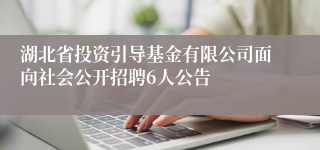 湖北省投资引导基金有限公司面向社会公开招聘6人公告