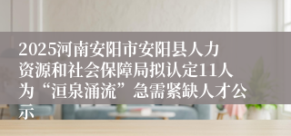 2025河南安阳市安阳县人力资源和社会保障局拟认定11人为“洹泉涌流”急需紧缺人才公示