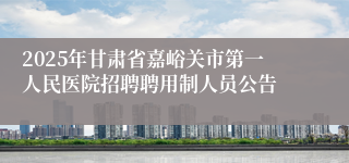 2025年甘肃省嘉峪关市第一人民医院招聘聘用制人员公告