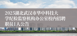 2025湖北武汉市华中科技大学纪检监察机构办公室校内招聘职员1人公告