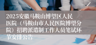 2025安徽马鞍山博望区人民医院（马鞍山市人民医院博望分院）招聘派遣制工作人员笔试环节安排公告