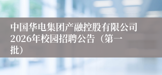 中国华电集团产融控股有限公司2026年校园招聘公告（第一批）