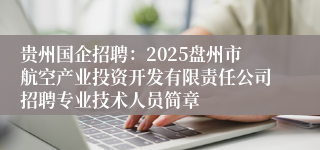 贵州国企招聘：2025盘州市航空产业投资开发有限责任公司招聘专业技术人员简章