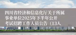 四川省经济和信息化厅关于所属事业单位2025年下半年公开考试招聘工作人员公告（13人）