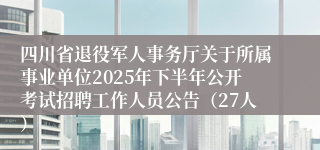 四川省退役军人事务厅关于所属事业单位2025年下半年公开考试招聘工作人员公告（27人）